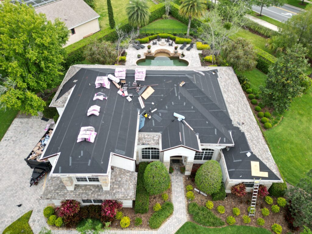 Home in Brevard County Florida undergoing a new roof installation.